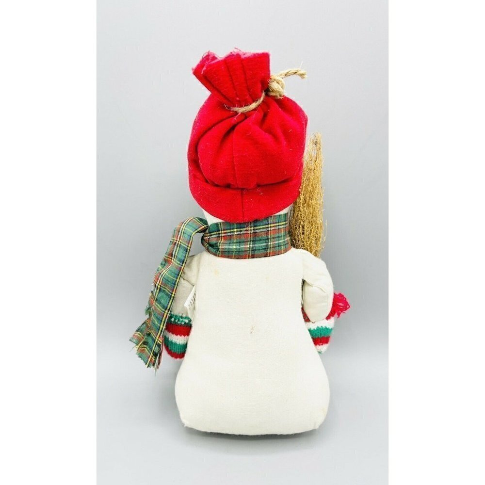 Primitive Snowman Christmas Shelf Sitter Ragdoll Rustic Plush Stuffed Beanbag - Picture 2 of 4